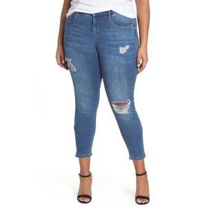 Plus Size 24W Distressed Zip Ankle Skinny Jeans